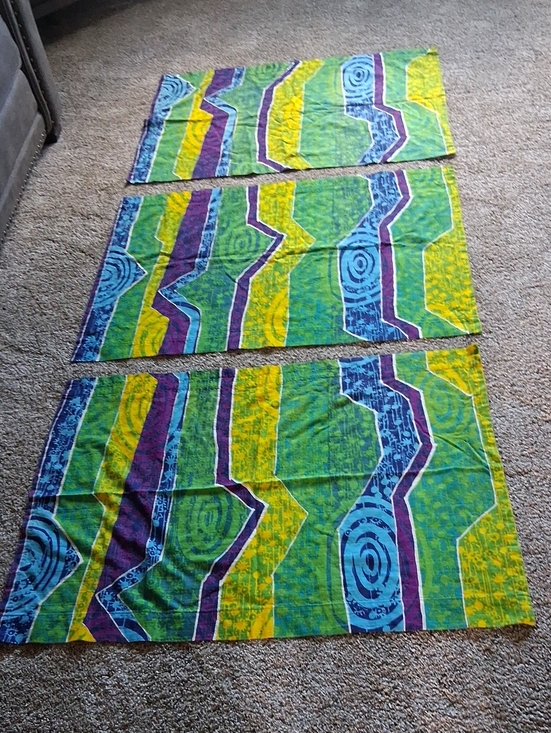 Vintage Other - Rare, vintage mid-century modern‎ fabric set 3 Curtains 40" W. X 28" L. each